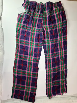 Plaid Flannel Pajama Pants in Purple & Green thumbnail 6