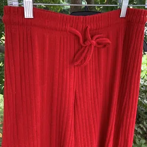 Red flowy knit wide leg pants M Size M thumbnail 2