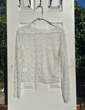 Mesh Pearl Top White Size L thumbnail 3
