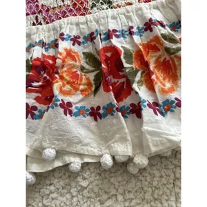 Farm Rio Womens Spring Bananas Smocked Mini Skirt Floral Pom Pom Trim Size M thumbnail 10