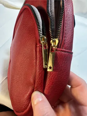 T547. Kedzie Red Vegan Leather Mini Convertible Backpack Crossbody Gold Hardware thumbnail 7