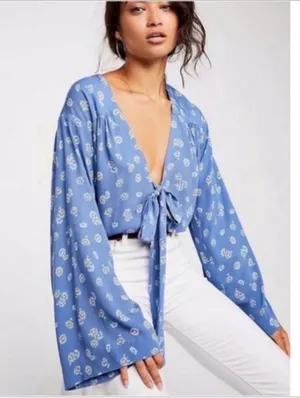 Free People Daisy Lace Bodysuit Blue Women’s Size Small thumbnail 2