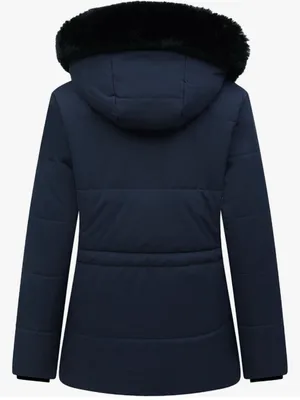 Women's Winter Anorak Hooded Knee-Length Water-Resistant Coat Navy Color AY6 thumbnail 3