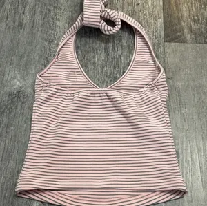 White Fox Boutique Pink Striped Vacant Heart Halter Top Mini Skirt Matching Set thumbnail 4