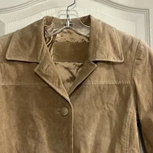 Jacqueline‎ Ferrar Suede Leather Jacket Tan Petite Small Button Front Pockets thumbnail 8