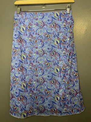 Vintage Express Skirt Womens Small Blue Paisley A-Line Knee Length Lined USA 90s thumbnail 1