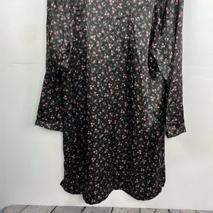Morgan Taylor Intimates Floral Black sleep night gown button down size 2X XXL thumbnail 7