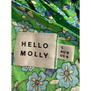 Hello Molly Green Floral One‎ Shoulder Cotton Sarong Mini Dress US 4 S 334 thumbnail 3
