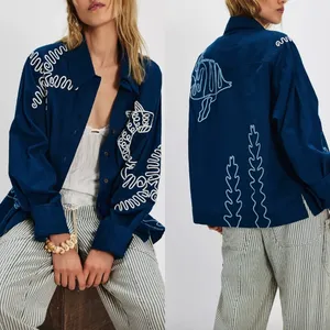 NWT Free People We The Free Tidal Stitch Button Down Shirt in Blue thumbnail 2