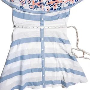 Sugarlips Embroidered Off Shoulder Striped Midi Dress Blue White D4843 Womens M thumbnail 11