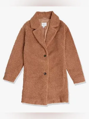 Relaxed Teddy Coat in Camel Brown thumbnail 4