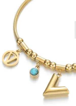 Gold Clover Charm Bracelet thumbnail 2
