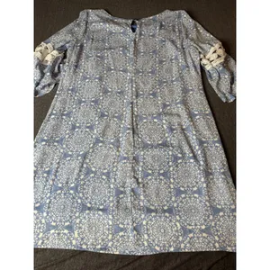 Luxology Blue White Mandala Print Bell Sleeve Dress Women's XL‎ thumbnail 6
