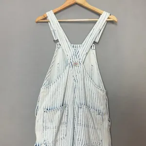 Faherty Overalls Topsail Railroad Stripe Faded Light‎ Wash Blue White Women XS thumbnail 9