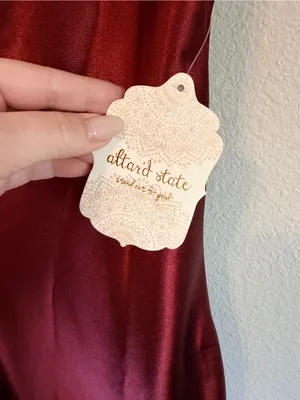 Altar'D State Carlotta dress, midi length satin slip dress, maroon, size S NWT thumbnail 13