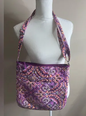Vera Bradley Iconic Triple Zip Hipster Crossbody Purse Raspberry Medallion. thumbnail 10