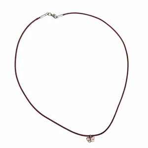 Coach Sterling Silver Pink Enamel Butterfly Necklace Red Leather Cord thumbnail 9