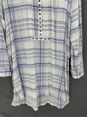 Anthropologie Pilcro and the Letterpress Western Blue & White Plaid Tunic Top thumbnail 4