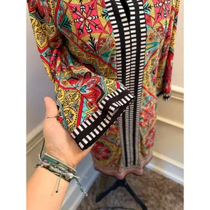 Laundry by Shelli Segal Retro Medallion Print Shift Dress 3/4 Sleeve Lined Bold thumbnail 2