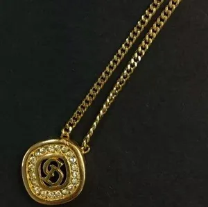 Christian Dior CD logo gold and crystal necklace thumbnail 1