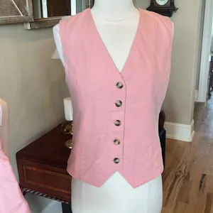 Matching Set Rose Pink Button Vest Comfy Shorts New Size XS thumbnail 5