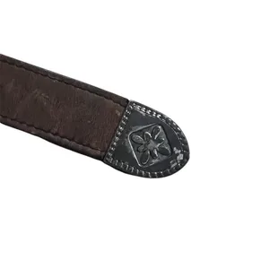 Western Leather Belt Womens 30 Brown Good Vintage 1993 Concho Buckle Patina thumbnail 6