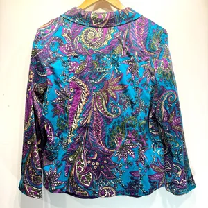 Chico’s Additions Paisley Button Front Long Sleeve Jacket Free Bonus Tank Top thumbnail 6