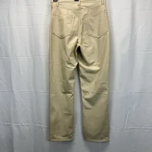 Abercrombie & Fitch Vegan Leather Pants 2 26 High Rise Straight Cream Beige Chic thumbnail 7