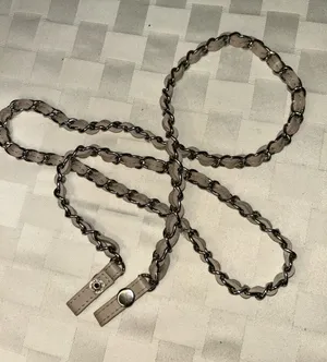 Tory Burch Taupe Leather-Accented Silver Chain Replacement Strap thumbnail 1