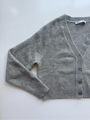 Zara Cropped Gray Cardigan size Medium thumbnail 2