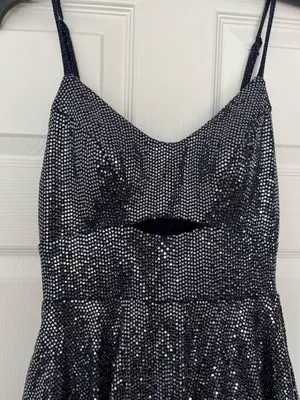 Macy’s City Studio homecoming navy blue disco sparkly dress thumbnail 4