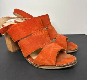 Clarks Orange Suede Slingback Block Heel Sandals thumbnail 1