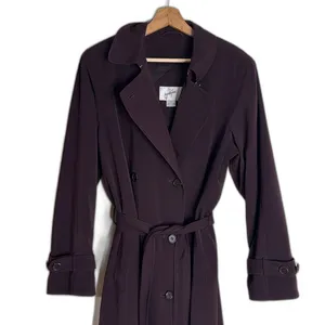 Vintage Jacqueline Ferrar Purple Trench Coat Women Size 12 Double Breasted +Belt thumbnail 2