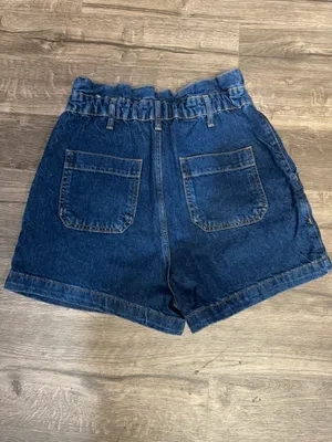 ZARA High Rise Paperbag Denim Shorts Blue Size 8 thumbnail 3