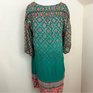 Anthropologie Tanvi Kedia Glimmering Ankita Dress Boho Teal Beaded S thumbnail 4