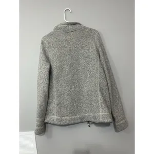 The North Face Women's Fleece Jacket Heather Gray Mock Neck Full Zip Pockets L thumbnail 3
