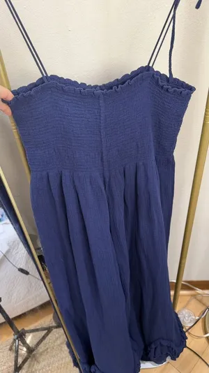 Like new Size M J. Crew Navy Blue Smocked mid dress thumbnail 1