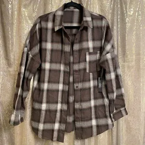 Baylor Brown Flannel Fall Winter Button Down Flannel Small NWT thumbnail 1