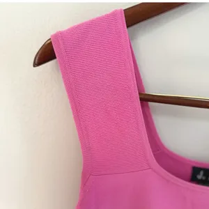J.A.C. Women's Y2K Button Front Hot Pink Square‎ Neck Ribbed Tank Top Size Med thumbnail 3
