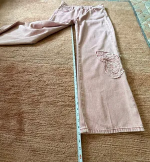 1030 Tenthirty Pink Baggy Wide Leg Jeans XS Butterfly Applique NWT thumbnail 5