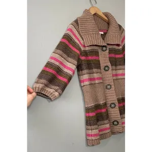 Old Navy Y2K Sweater Size Medium Striped Short Sleeve Lambswool Button Cardigan thumbnail 2