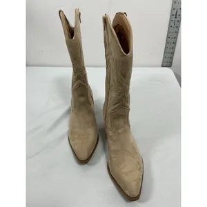 Womans NWT Time & Tru Embroidered Midcalf Cowgirl Boots 6 Beige Pointed Toe thumbnail 9