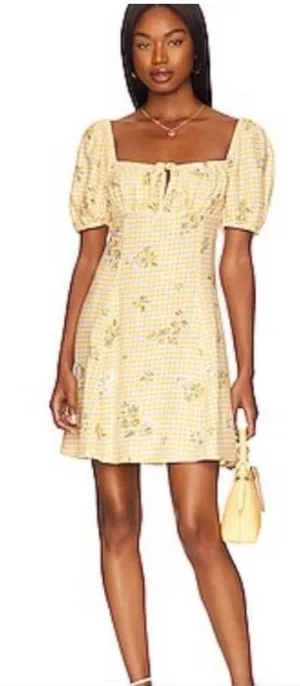 BCBGeneration Yellow‎ Lemon Gingham Dress Large NWT thumbnail 1