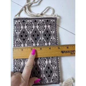 Vintage Crossbody Bag Womens Small‎ Woven Geometric Tassels Boho Indie thumbnail 3