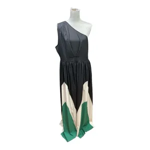 SHEIN Women's Sexy One Shoulder Maxi Dress Sleeveless Pleated Flowy A-Line L thumbnail 4