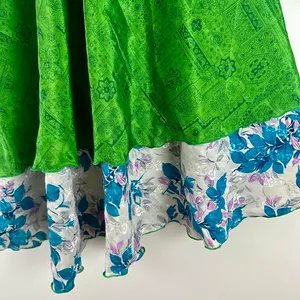 Reversible Maxi Wrap Skirt BINS907 Green thumbnail 3