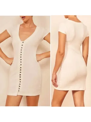 Reformation Ryder Ribbed Mini Dress size Small White $118 thumbnail 5