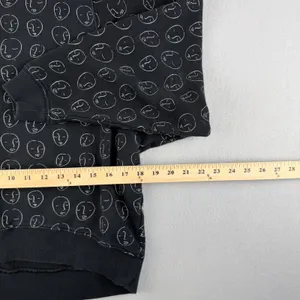 Monki Black Face Print Mock Neck Sweatshirt XXS Line Art Graphic Pullover thumbnail 5