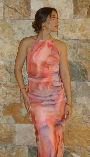 ZARA midi dres mesh fitted pink casual summer party drapped ruched tulle thumbnail 9