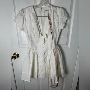 House of CB NEW Emiliana White Stretch Cotton Mini Dress S thumbnail 2